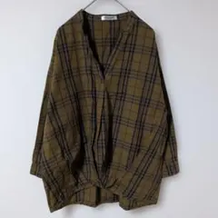 OLIVEdesOLIVE【F】チュニック　前絞り　フロント　長袖　ブラウン