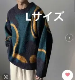 classicelf ウェーブ柄ダブルジャガードシャギーニット オーバーサイズ