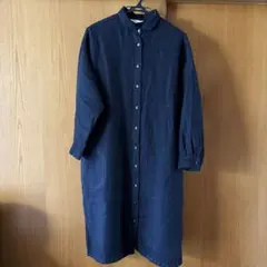 Yarra ネイビー シャツワンピース 長袖