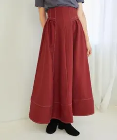 MAJESTIC LEGON / ステッチフレアスカート　レッド