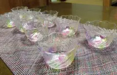 花模様のガラスデザートカップ9個セット