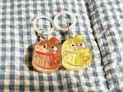 ゆきだるま めじるしチャーム オレンジ＆黄色 2個セット