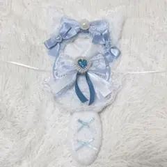 ぬい服 着ぐるみ ちびぐるみ 11cm ねこ 羽付き 水色 ブルー