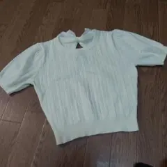 バックリボン 半袖ニット ホワイト