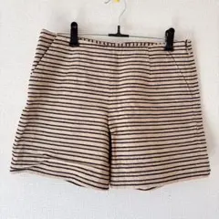 ストライプショートパンツ ベージュネイビー