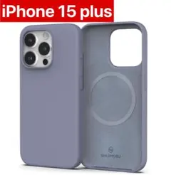 iPhone 15 Plus ケース シリコン マグネットリング付き　ラベンダー