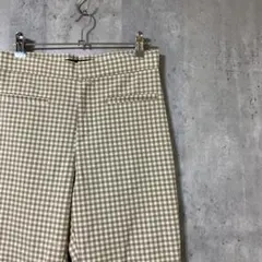 ZARA ザラ　ギンガムチェック　ベージュ　フレアパンツ　M