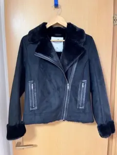 Hollister フェイクファーライダースジャケット Mサイズ ブラック