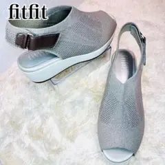 未使用品 fitfit 厚底シアーニットサンダル 24cm コンフォート ラメ