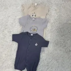 Cottoli 半袖　ロンパース　新生児　50-60 くすみカラー　3点セット