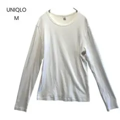 【UNIQLO】ユニクロ 長袖Tシャツ M 白 無地 シンプル a1060
