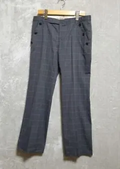 ヒューマンウーマン グレー チェック柄 カジュアルパンツ　オフィス　a2811
