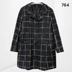 おしゃれ　レトロ　チェック柄　ロングジャケット ウィンドウペン柄 綺麗めコート