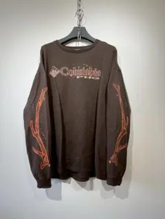 PFG Columbia 袖プリント　長袖カットソー ブラウン