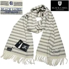 新品 ブラックレーベルクレストブリッジ カシミヤボーダーマフラーストール白メンズ