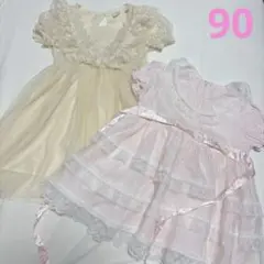女の子　ワンピース　ドレス　90 ピンク　レース　可愛い　誕生日　半袖　夏のサムネイル