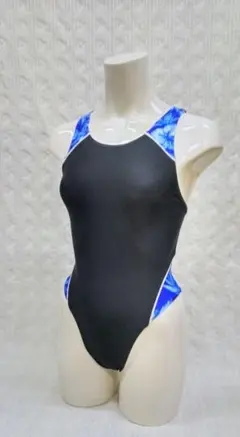 スポーツ用水着 ワンピース 競泳型　黒×ブループリント