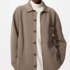 新品 UNIQLO ミラノリブシャツカーディガン L ベージュ