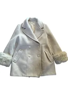 SNIDEL ダブルブレストコート ファー付き　アイボリー