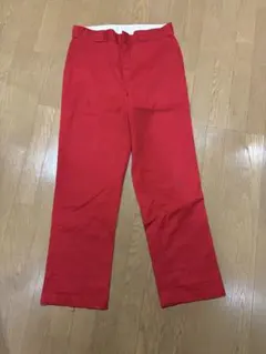 90s ディッキーズ 874 レッド 赤 圧着タグ ワークパンツ
