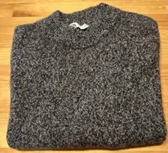 ②ZARA モックネックWOOL100%ニット グレー Mサイズ