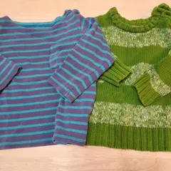 ユニクロ　UNIQLO　ボーダー　オールドネイビー　セーター　90