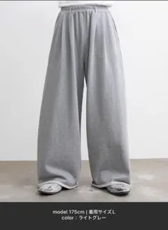 SINSS 2タックスウェットパンツ ライトグレー M ワイドパンツ スエパン