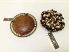★安心匿名配送★昭和、平成レトロ新品未使用ブローチ2点おまとめ品　l