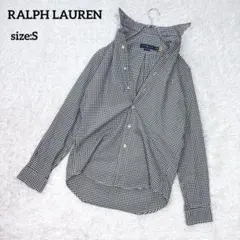 RALPH LAUREN ボタンダウンシャツ ギンガムチェック 現行 ブラックS