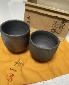 備前焼 湯呑 2個入り 山本竜一 共箱付き - メルカリ