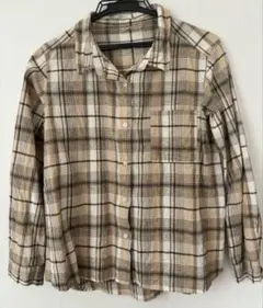 チェック柄 長袖シャツ ベージュ系 Fサイズ 古着 サマンサモスモス