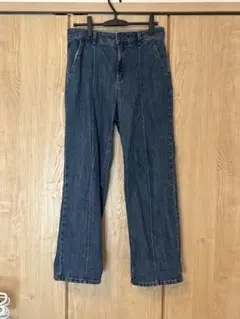 GU レディース　ダークブルー ストレートデニムパンツ