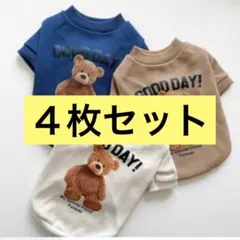 【４枚セット】ペット服くまちゃんトレーナー　　モカS 1枚　M1枚　ブルーS2枚