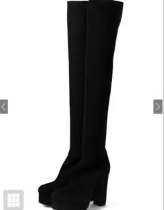 GRL ウルトラストレッチチャンキーヒール ロングブーツ 黒 23.5cm