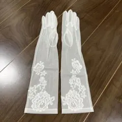 アールイズウェディング　ホワイトシフォンレースウェディンググローブ