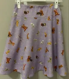 フランシュリッペ　ぬいぐるみ柄　膝丈スカート　パープル