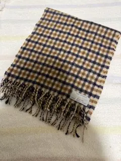 カシミヤ100% チェックマフラー アクアスキュータム