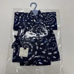 魚柄 ネイビー 甚平 80