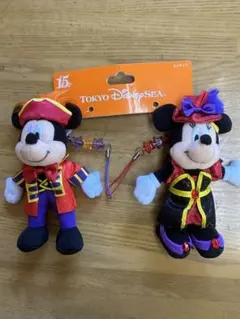ハロウィン　ミッキー、ミニーストラップセット　15周年東京ディズニーシー　新品