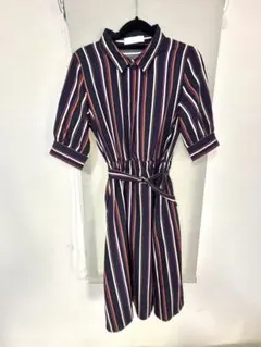 セシルマグビー　ストライプ柄 半袖ひざ丈ワンピース
