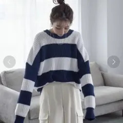 JEANASIS /y2k/春ニット/ボーダーニット/ニット/春服トップス