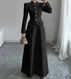 黒色ロングスカートセットアップ