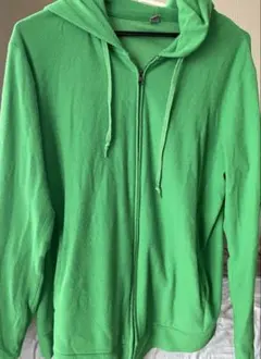 値下げ　UNIQLO グリーン フルジップパーカー Lサイズ