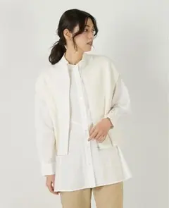 MELROSE CLAIRE 麻タッチ片畦ハイネックジップアップベスト　トップスのサムネイル