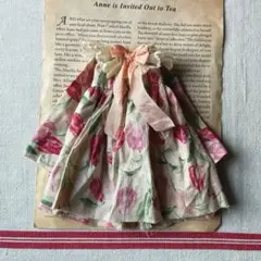 紅茶染めりぼんワンピース　ブライスアウトフィット　ハンドメイド　ネオブライス洋服