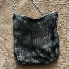 ZARA ビーズ装飾 ブラックバッグ