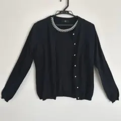 黒　アンサンブル　半袖ニット　長袖カーディガンINED