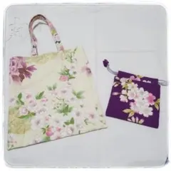 【ハンドメイド】　和風柄のバッグと巾着袋