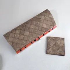 【希少・保管品】ミノムシ（蓑虫）編み込み クラッチバッグ＆札入れ　昭和レトロ