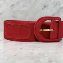 Christian Dior クリスチャンディオール ベルト 本革 ロゴ 赤